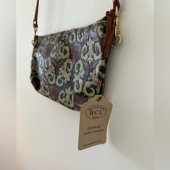 Small Leather Bag, King Kaleidoscope Turquoise Brown. - Picture 2 of 7